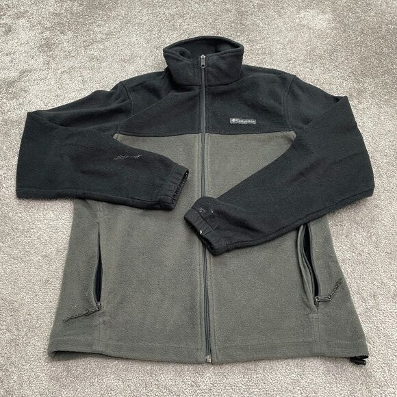 Columbia Steens Mountain Fleece Jacket Mens Medium Gray Black Full Zip Outdoor - Picture 1 of 15